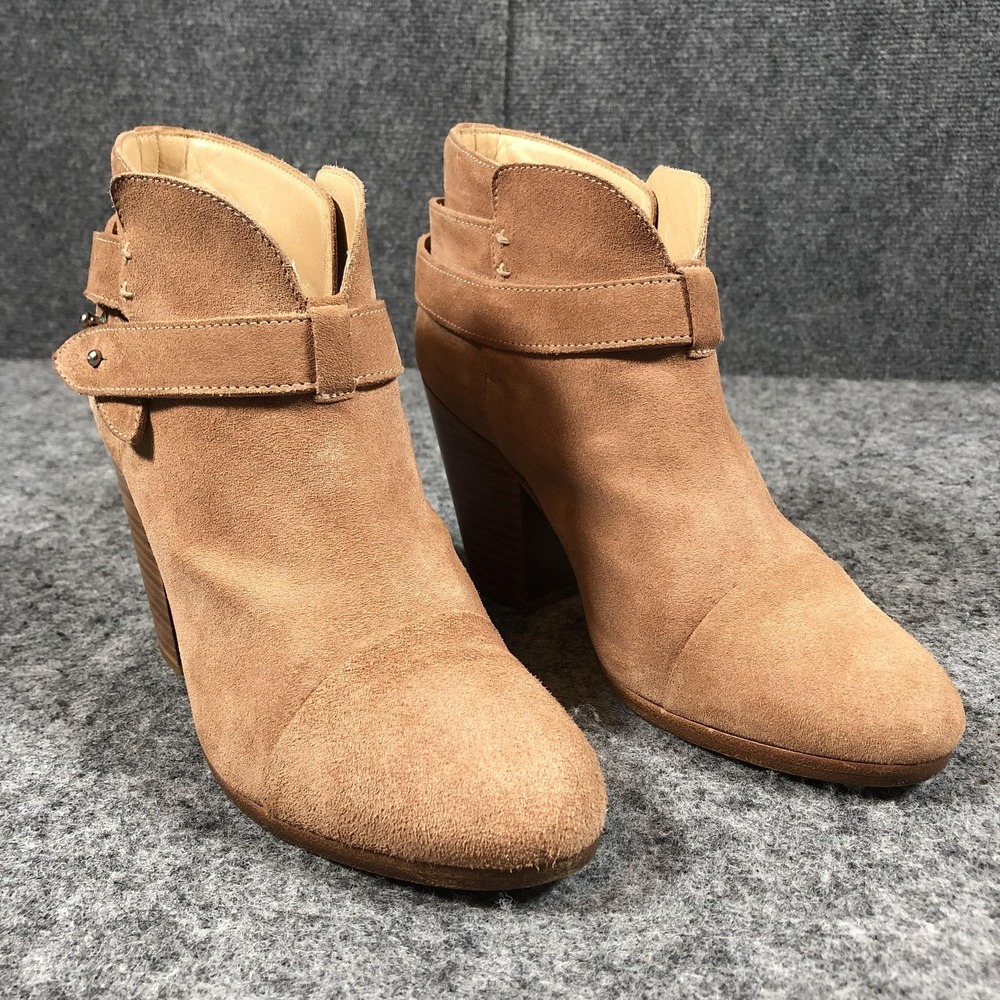 rag‎ & bone Harrow Ankle Boots Womens 8.5 Tan Suede Stacked Heel